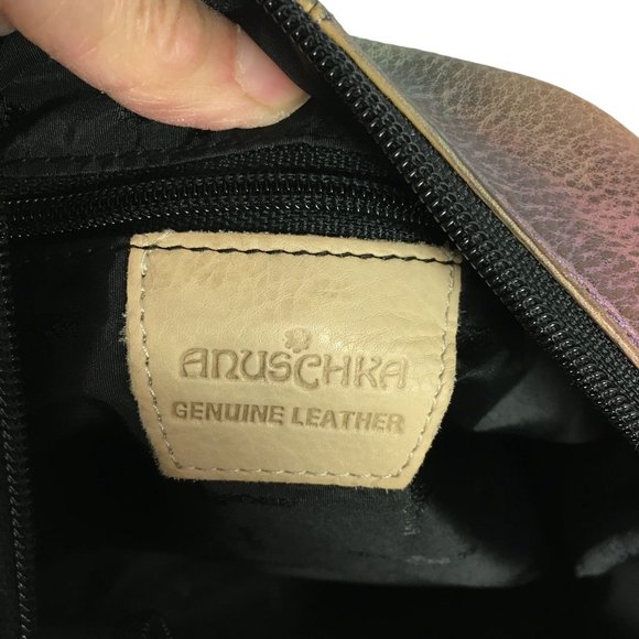 Anuschka  NEVER USED Handpainted Leather XL Shoulder Bag Hobo Butterfly - Picture 7 of 13